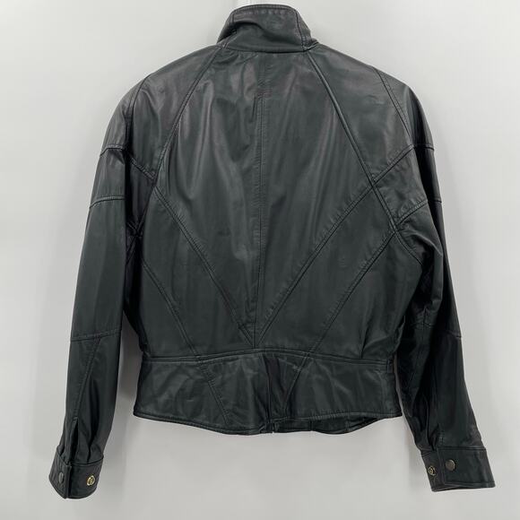 Wilson Thinsulate Women's Vtg. Leather Moto Jacket, Black, Sz. M 80s 90s *FLAW* - Picture 4 of 14